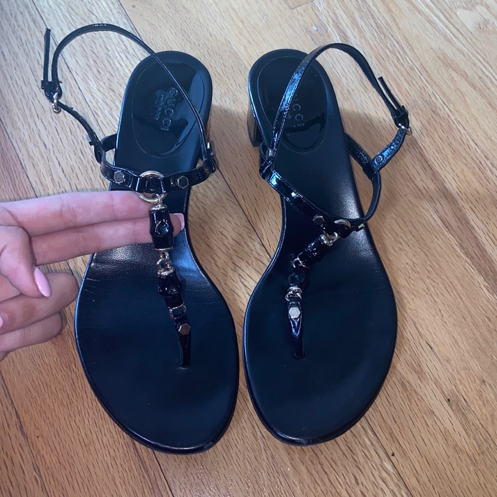 Gucci Black Sand Pelle S. Cuoio Heeled Sandals